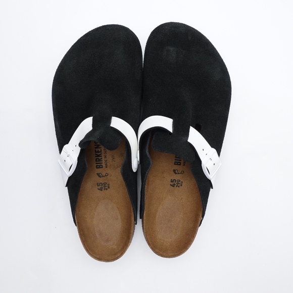 NEW Birkenstock Boston BS Suede Clogs 1025895 Black/White Size 12 Men's / EUR 45 - Picture 2 of 7